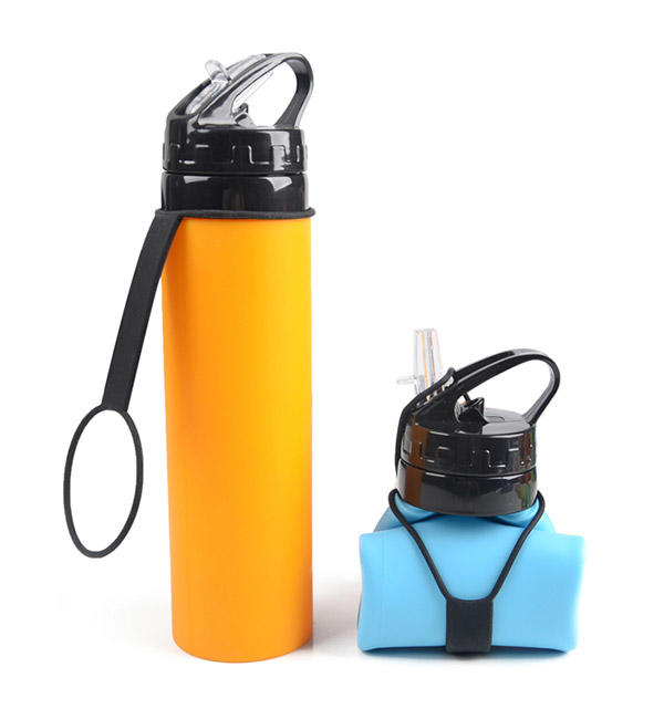 foldable silicone water bottle collapsible bulk production for water storage