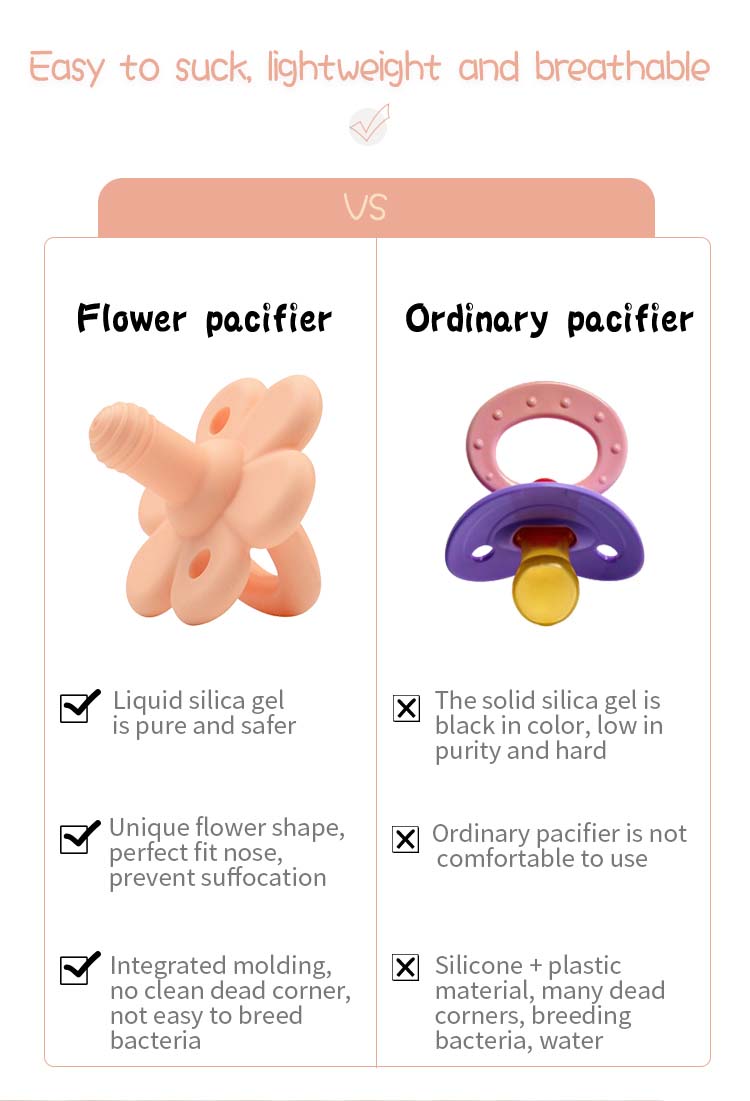 Flower Silicone Teether Pacifier VS Ordinary Pacifier