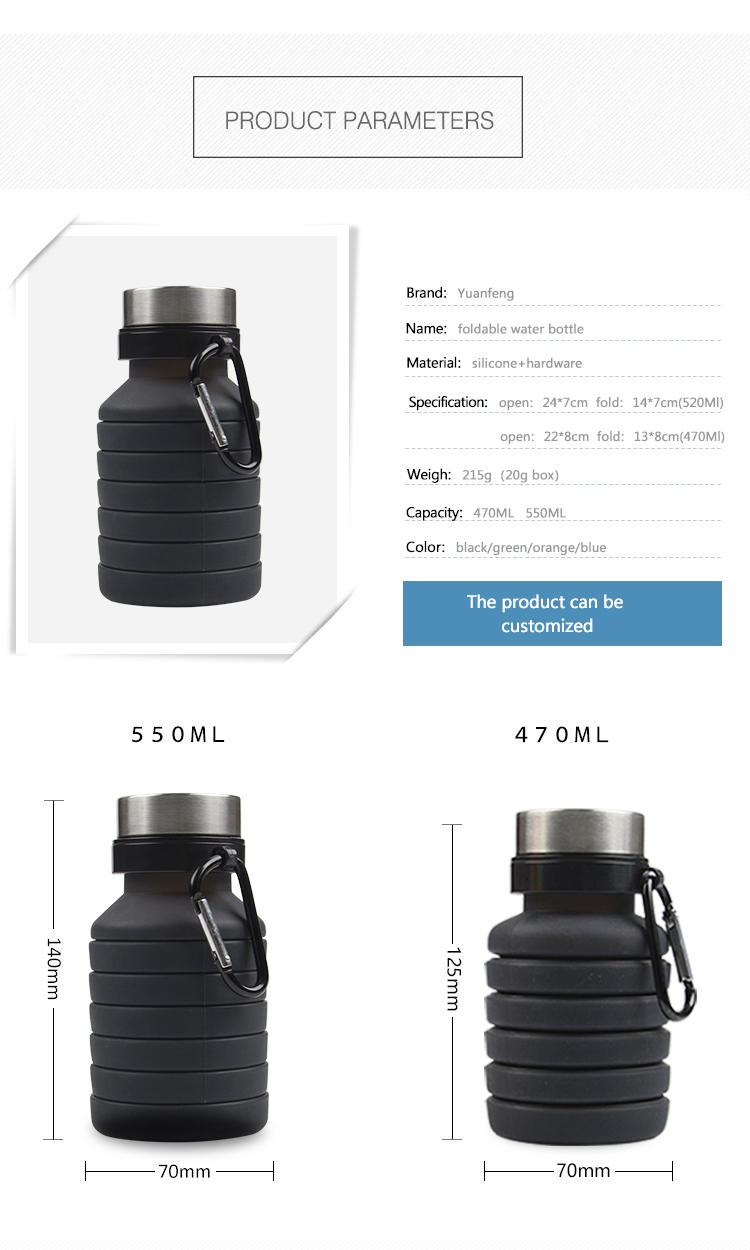 foldable silicone roll bottle for water storage