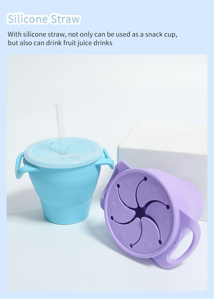 Silicone Snack Cup With Straw